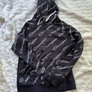 Champion Dark Gray Hoodie with White Accents